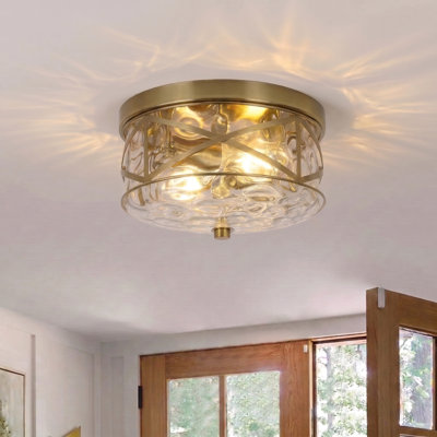 Alixandra 2-Light Flush Mount Glass Ceiling Light with Metal Frame