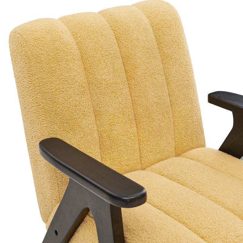 Chaise d'appoint en bois avec structure de rembourrage jaune chaud, Jaune