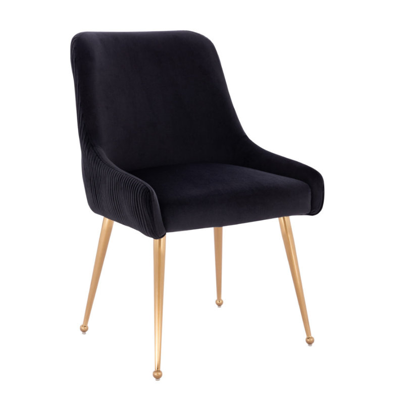 19'' H Velvet Upholstered Armchair, Black, 2