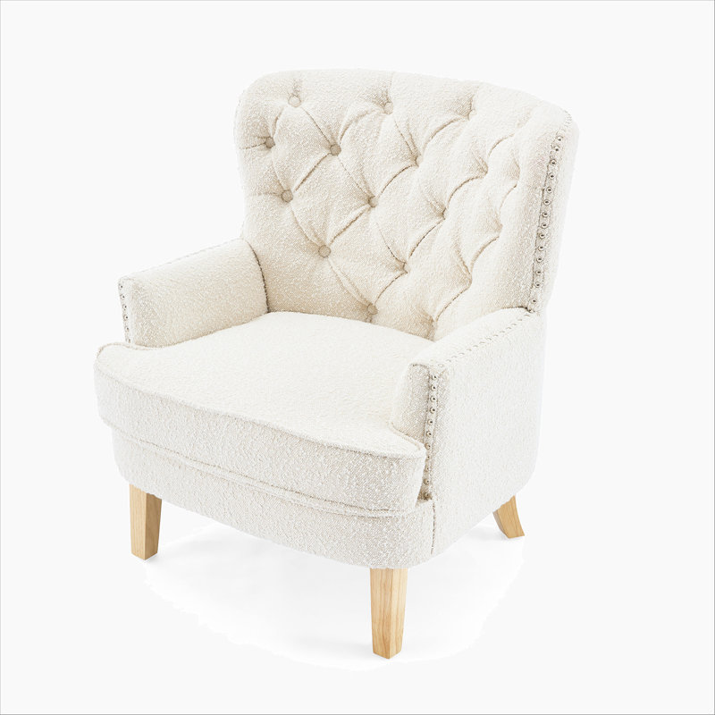 Marterius 29.5'' Wide Boucle Tufted Club Chair, Beige Fabric