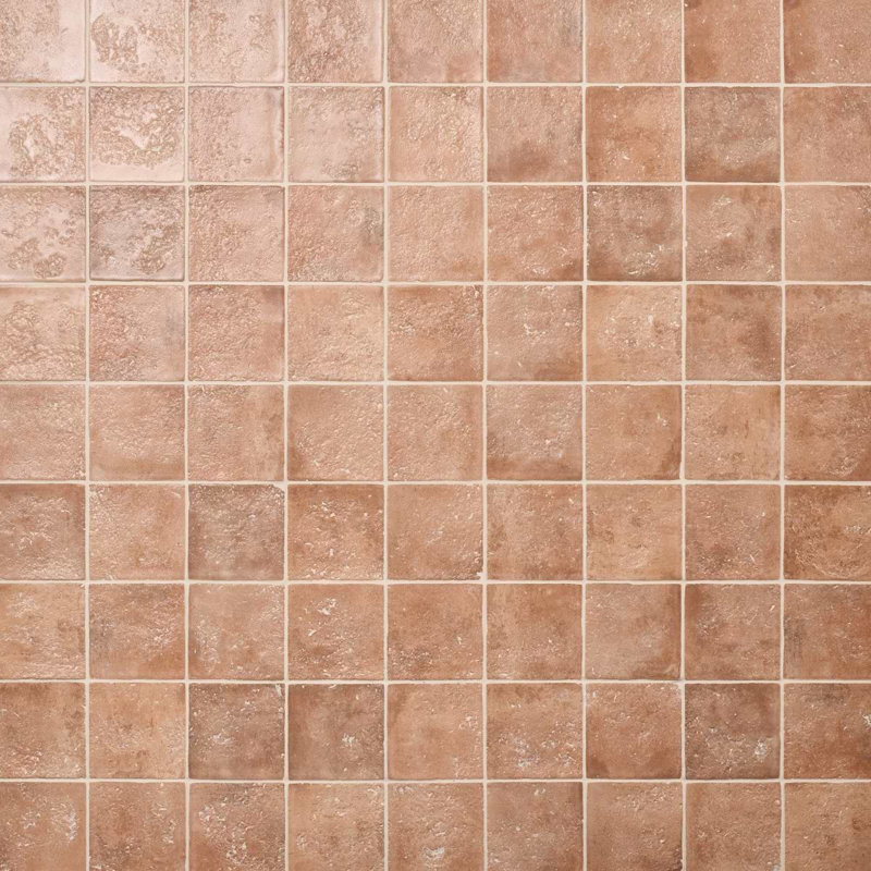 Navari 5X5 Textured Matte Ceramic Tile, Teracotta