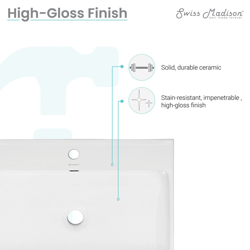 Swiss Madison 24" White Ceramic Vanity Top Bathroom Sink