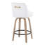 Tabouret de comptoir 26 po à hauteur fixe avec pivot en bois lavé, similicuir et métal doré avec repose-pieds arrondi en métal - ensemble de 2