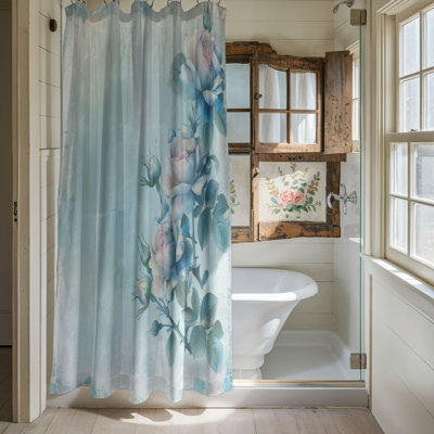 Gentle Blue Roses - 1 Piece Standard Shower Curtain
