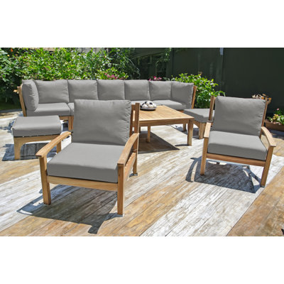 Ensemble de conversation modulaire en teck avec coussins Sunbrella 10 pièces Huntington