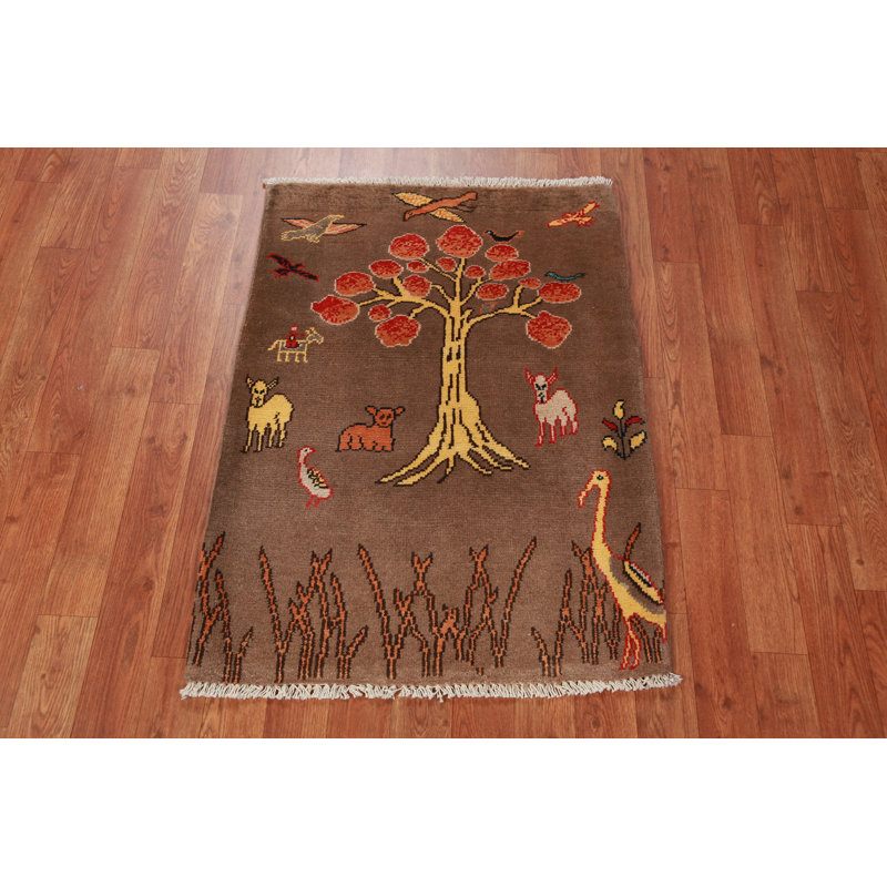 Tapis brun à motif oriental Kazak