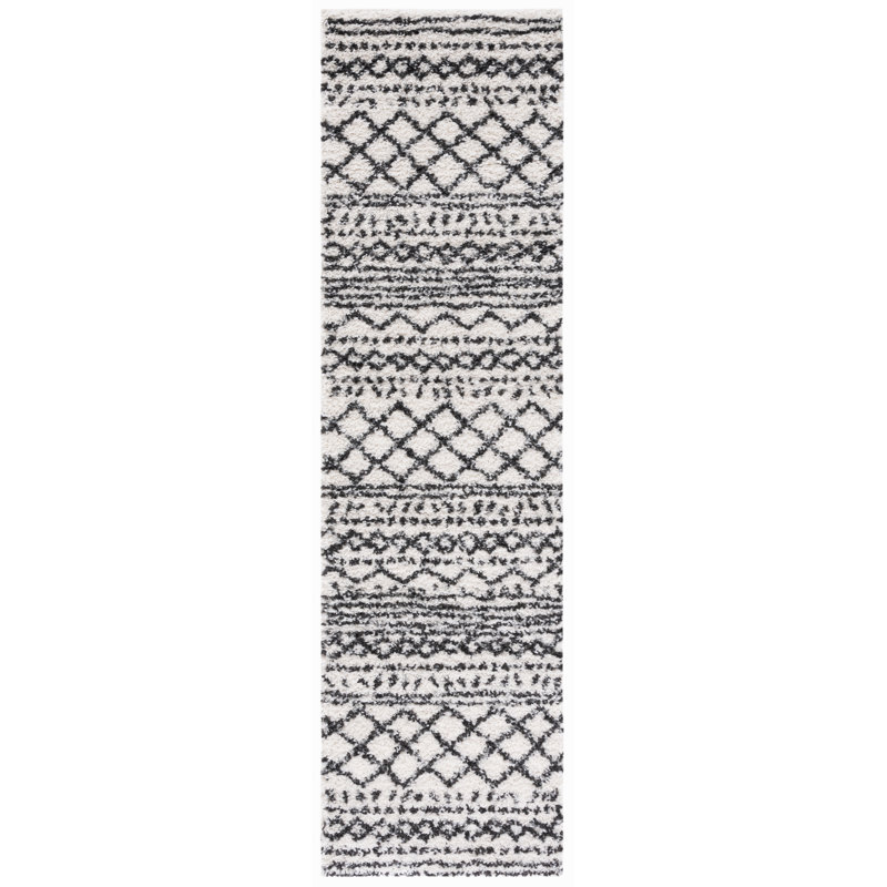 Develin Performance Chevron Rug, Runner 2'3" x 8', Ivory/Black