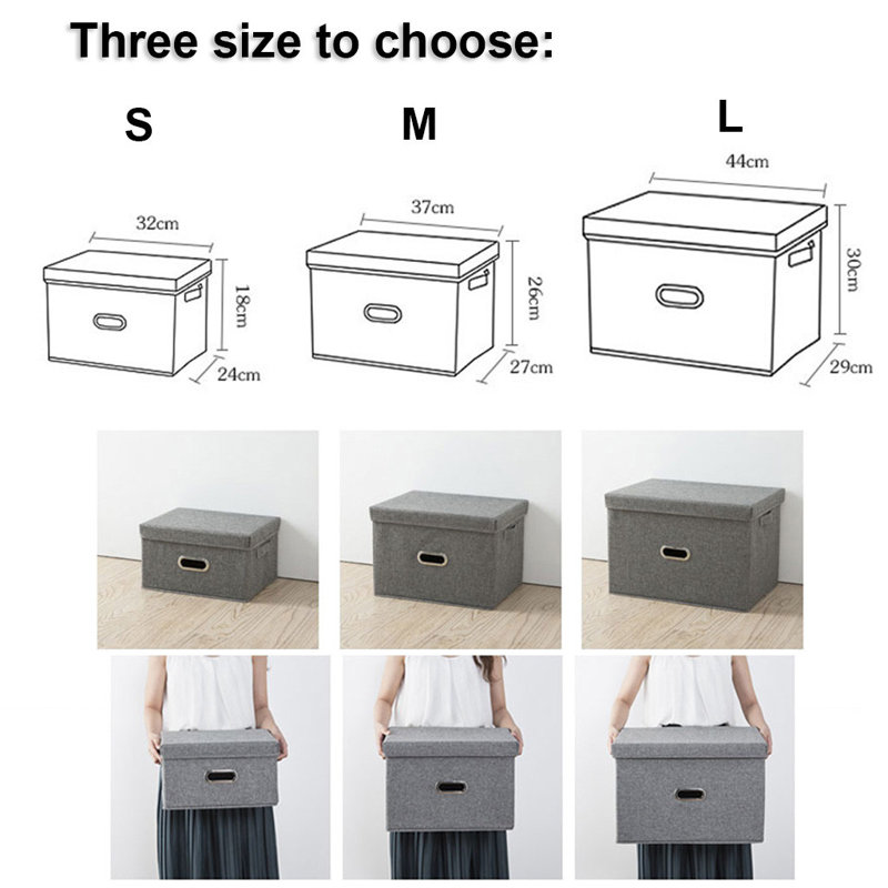 Storage Box Linen Fabric Clothing Basket Bins Toy Box Organizer