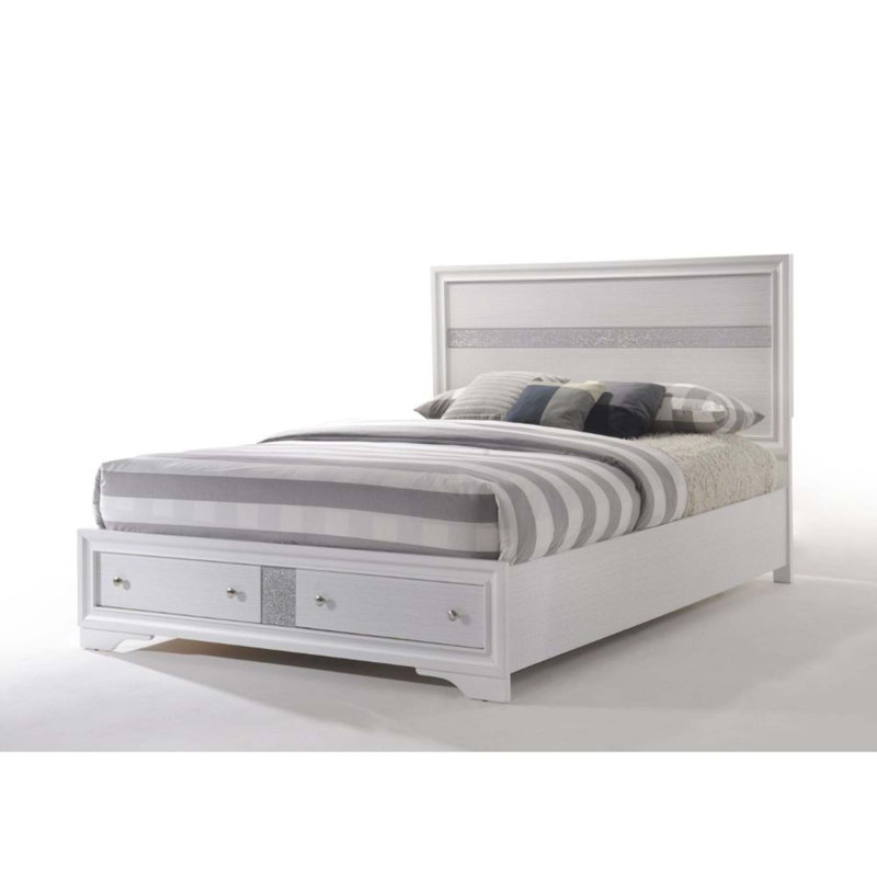 Ilijan Low Profile Storage Standard Bed, Queen, White
