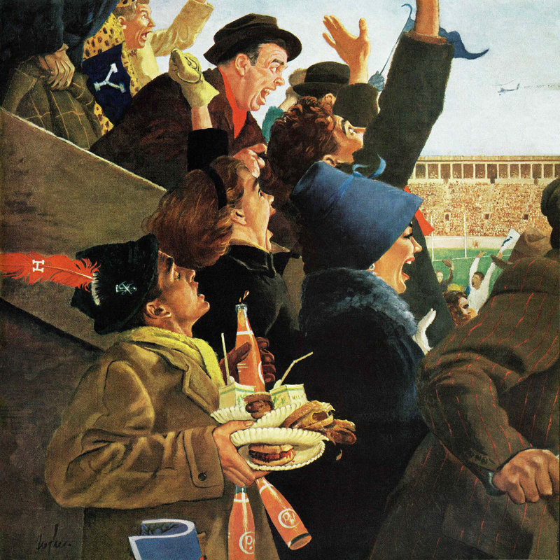 " Yale Vs. Harvard " by George Hughes Painting Print, 18" H x 18" W