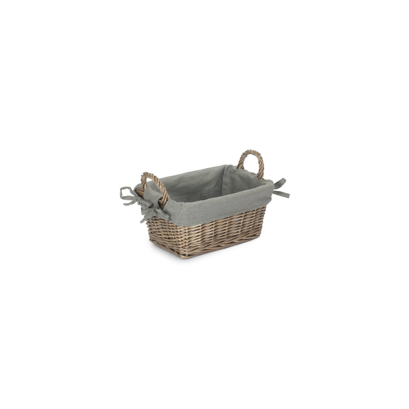 Lily Manor Wicker Handled Storage Basket with Lining, 19cm H x 29cm W x 19cm D