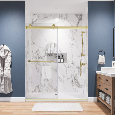 55-59.In W X 72.In H Sliding Frameless Soft-Close Shower Door With Premium (8Mm)Thick Tampered Glass