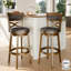 Tabouret de bar pivotant rembourré de 76 cm (30 po) avec cadre en bois massif et siège en similicuir pour la cuisine (ensemble de 2)-122554617-122558090-126923438
