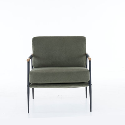 Chaise de salle à manger rembourrée avec accoudoirs de lecture en tissu de chenille Mid Century