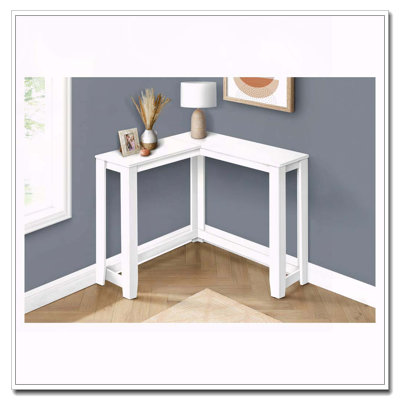 Accent Table, Console, Entryway, Narrow, Corner, Living Room, Bedroom, White Laminate, Contemporary, Modern