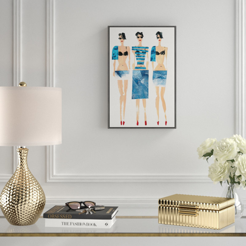 Corsham «sexy blues», reproduction de peinture acrylique, H 36 po x l 24 po x P 1,5 po, Papier avec cadre blanc