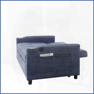 Modern Velvet Loveseat Sleeper Sofa - 3-in-1 Convertible Pullout Bed with Reclining Backrest, Toss Pillows & Side Pockets for Living Room