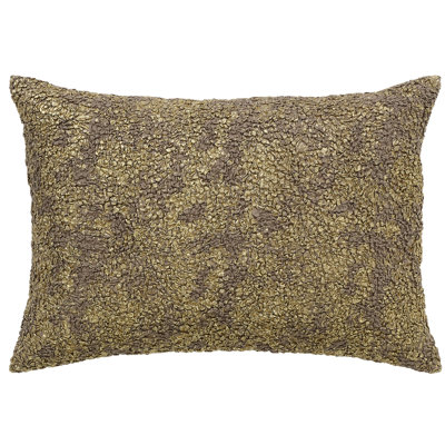 Golden Yellow Crumpled Sequined Lumbar Pillow Cover