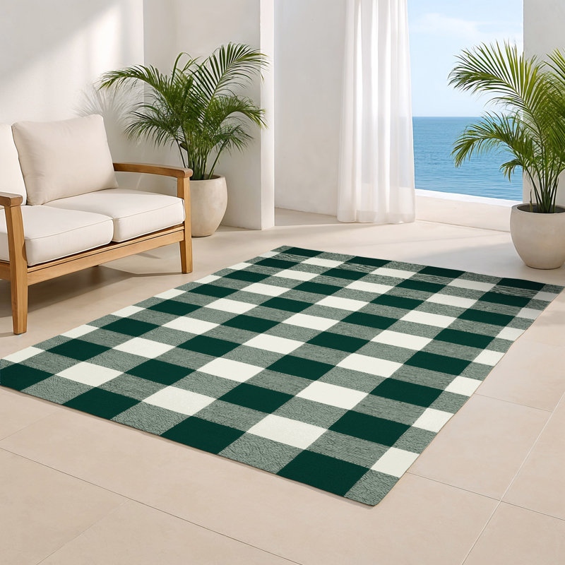 Tapis d'intérieur et d'extérieur à carreaux gris, Rectangulaire 3 pi x 5 pi
