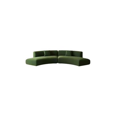 Demi-cercle vert olive avec canapé incurvé