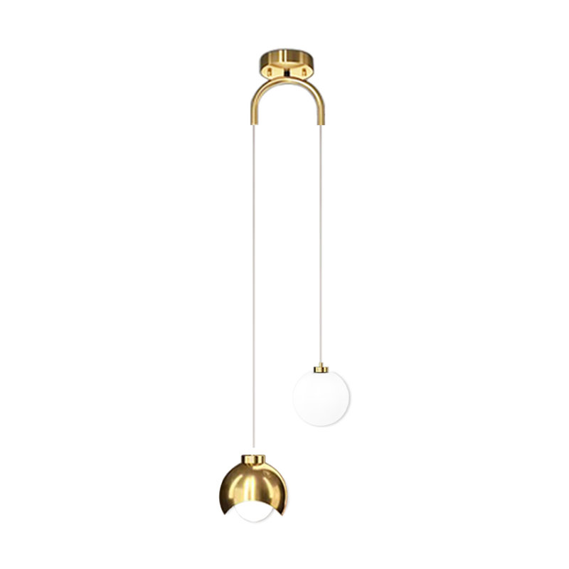 Plafonnier à hauteur réglable à 2 lumières avec abat-jour décoratif Loriel, Or