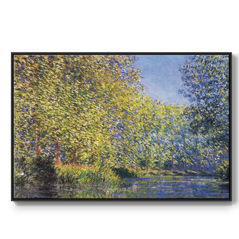 «A Bend In The Epte Giverny», reproduction d'art encadrée sur toile par Claude Monet, Noir, H 17 po x l 25 po x P 2 po