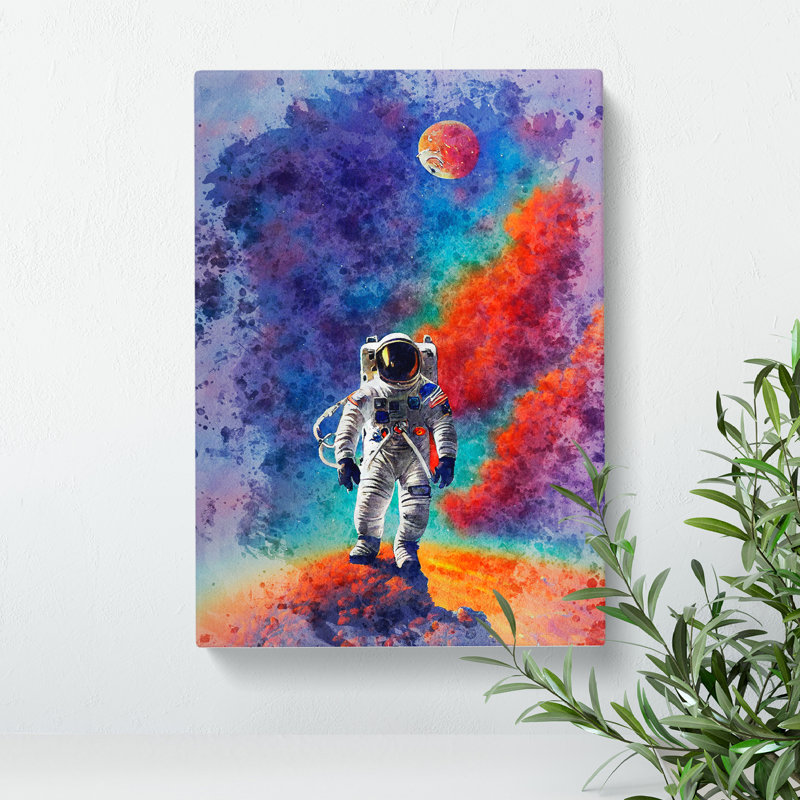 Astronaut In Watercolour No.1 - Wrapped Canvas Print, 50cm H x 35cm W x 3cm D