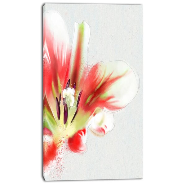 DesignArt Large Watercolor Red Tulip Flower On Canvas Print | Wayfair