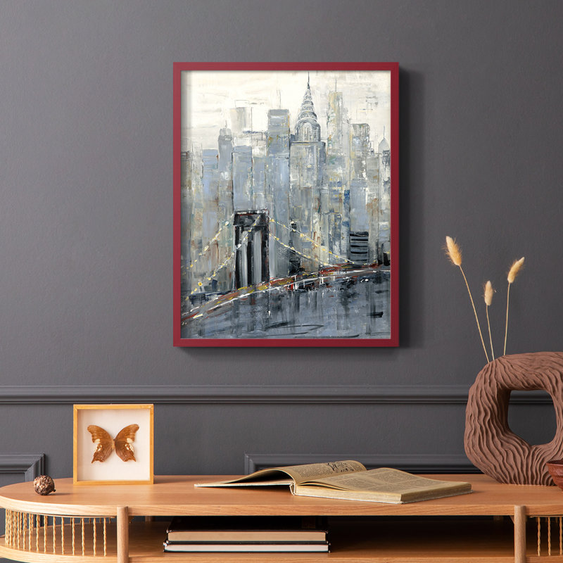 Midtown Morning, reproduction encadrée - bois massif, H 10 po x l 8 po, Rouge