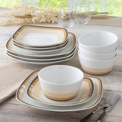 Noritake Colorscapes Layers Square 12-Piece Dinnerware Set, Service for 4