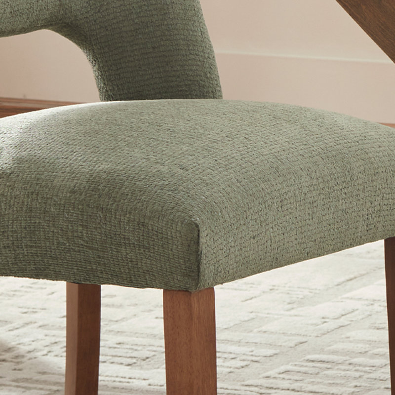 Chaise rembourrée Nakenzie, Chenille gris-vert