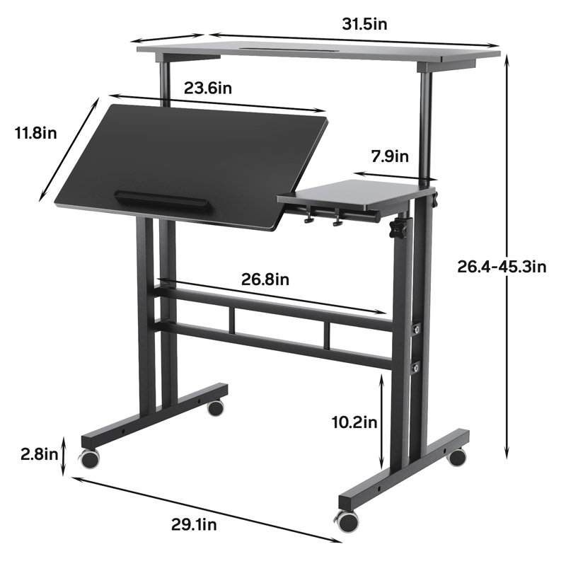Bureau debout à hauteur réglable Pelaga, Noir