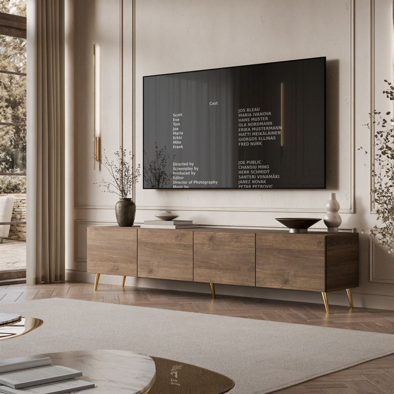 TV Stand for TVs up to 88", gold ONYX legs