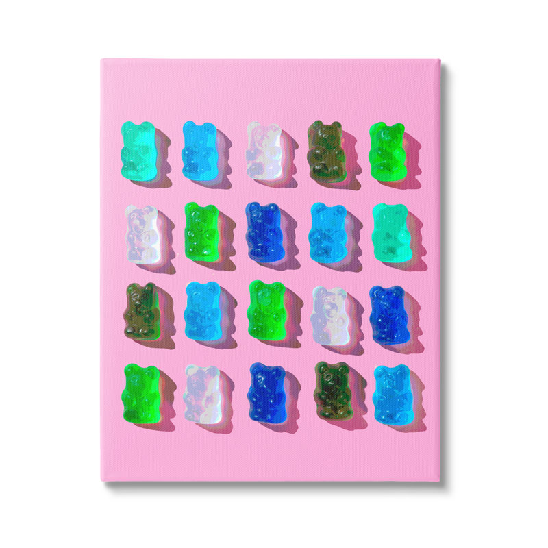 «Gummy Candy Bears», art mural sur toile par Lil 'Rue, H 30 po x l 24 po x P 1,5 po