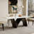 Modern Retangular Dining Table for 6-10, Glossy White Sintered Stone Table top, N-Shaped Carbon Steel Legs-108105401