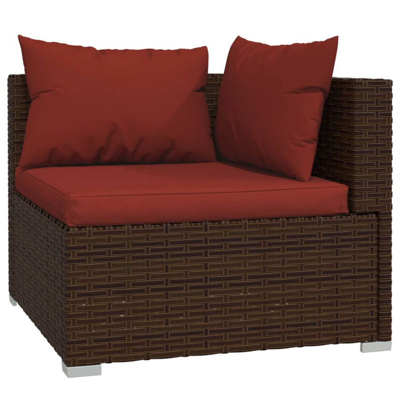11 Piece Lounge Sectional Seating Group, Cinnamon Red, Brown