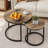 Maxaya A Set Of Two Nesting Coffee Tables Measuring 23.6" In Diameter And Featuring A Wood Grain Top, Adjustable Non-slip Feet, And An Industrial Style, Perfect For Living Rooms, Bedrooms, Balconies, And Yards.