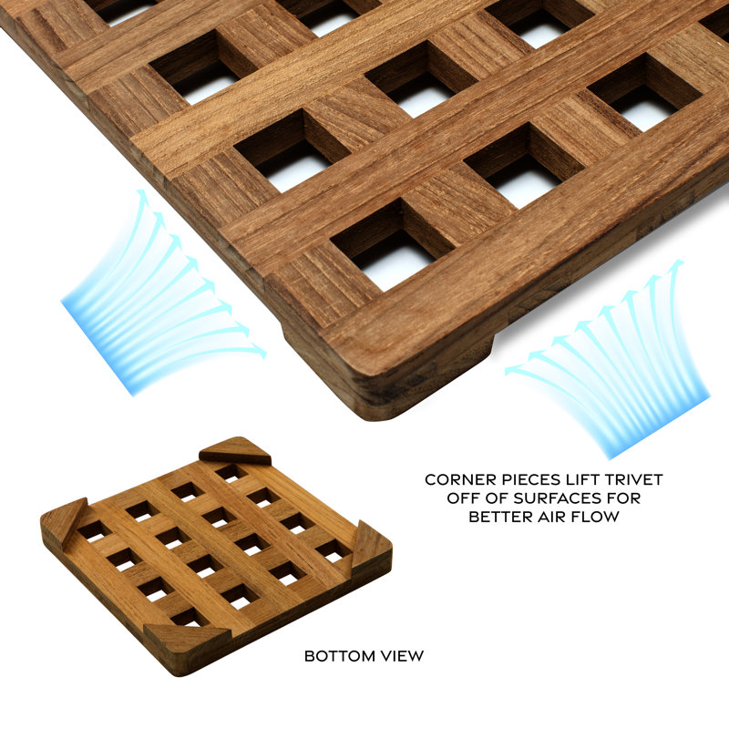 Small Square Teak Wood Heat-Resistant Trivet