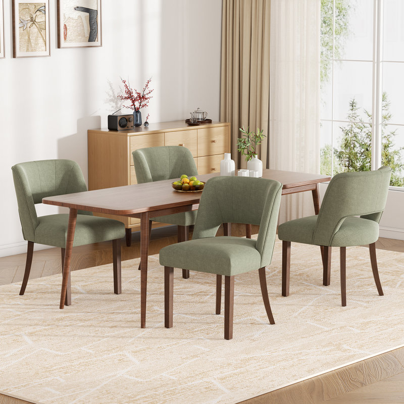 Chaise d'appoint rembourrée en bois massif, Vert