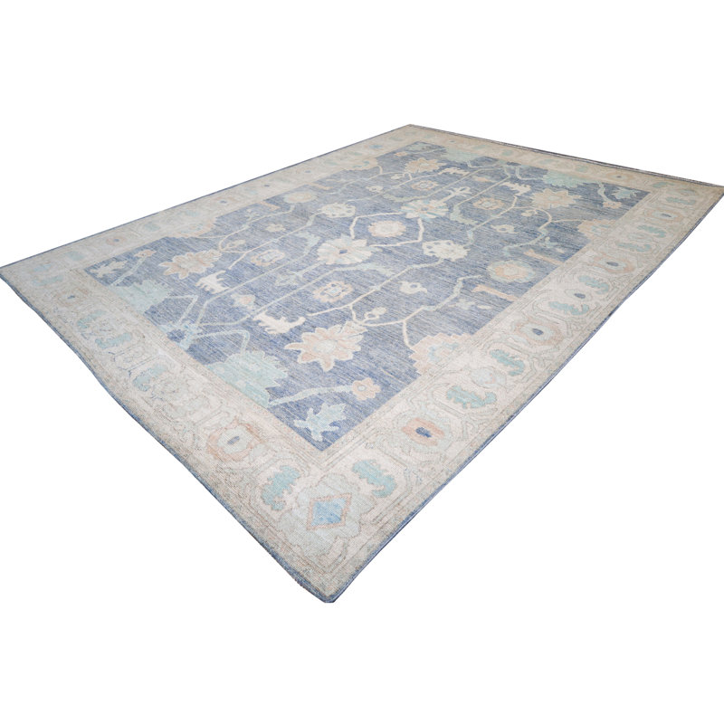 Tapis argenté et crème noué à la main de haute qualité