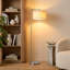 Lampe sur pied à DEL 60 po avec abat-jour tambour en tissu blanc Montage Modern, ampoule incluse-266565200-183064411