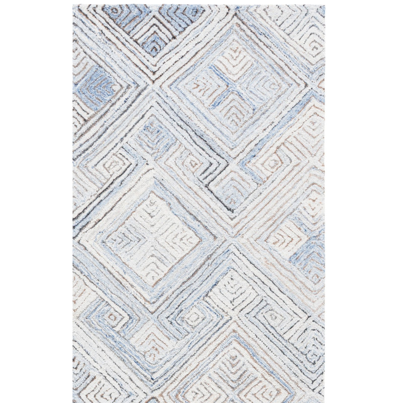 Micro-Loop 957 Hand Tufted Wool Pile Geometric Rug, Square 5'
