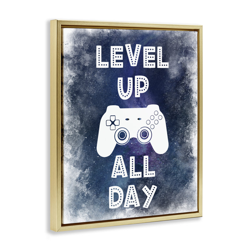Level Up All Day Splash Floating Frame, design by Marcus Prime, 31" H x 25" W, Metallic Gold Floater Frame