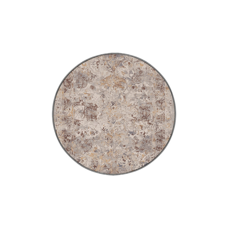 Tapis gris lavable à la machine, Rond 8 pi