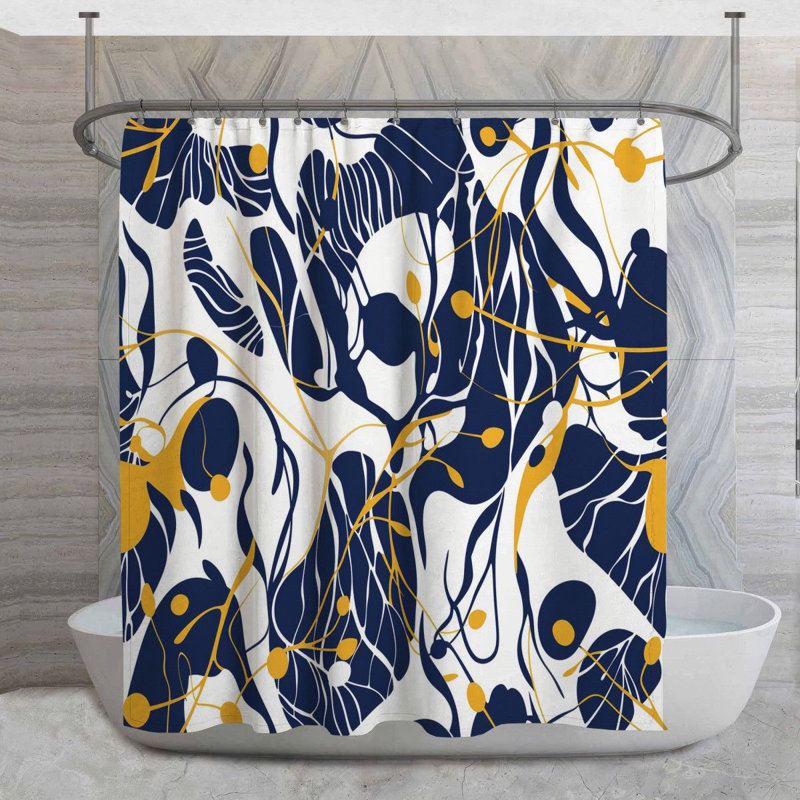 Rideau de douche à motif floral, H 83 po x l 70 po