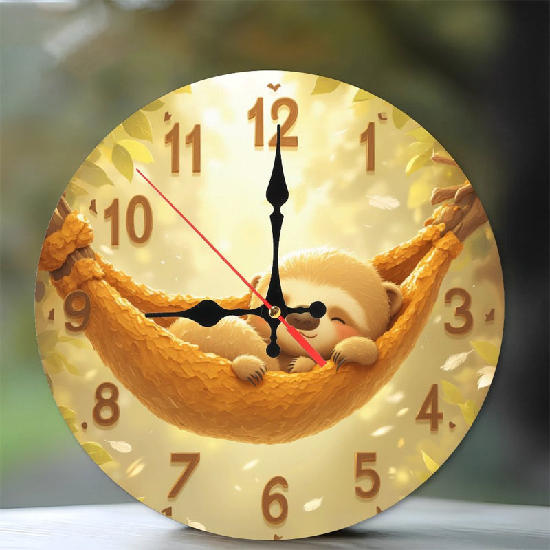 cute sloth clock hammock design