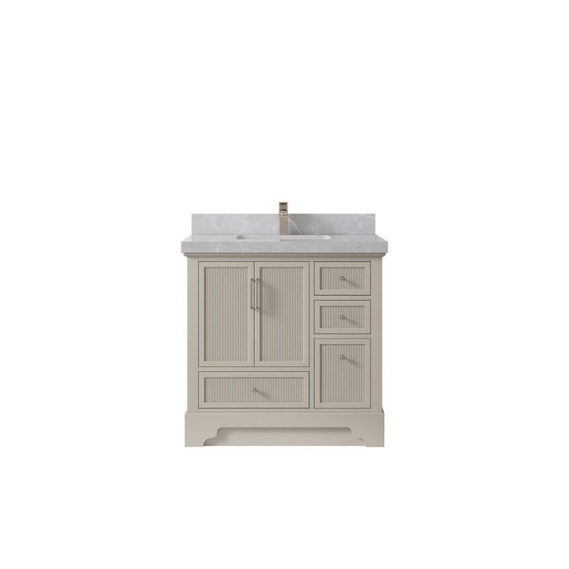 Meuble-lavabo simple 36 po avec plateau en quartz Alys