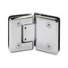 FHC PRESA135CH Preston Series 135 Degree Adjustable Glass-To-Glass Hinge, Brass Material, 3-1/2" Overall Height, 3/8" To 1/2" Glass Thickness, Polished Chrome Finish