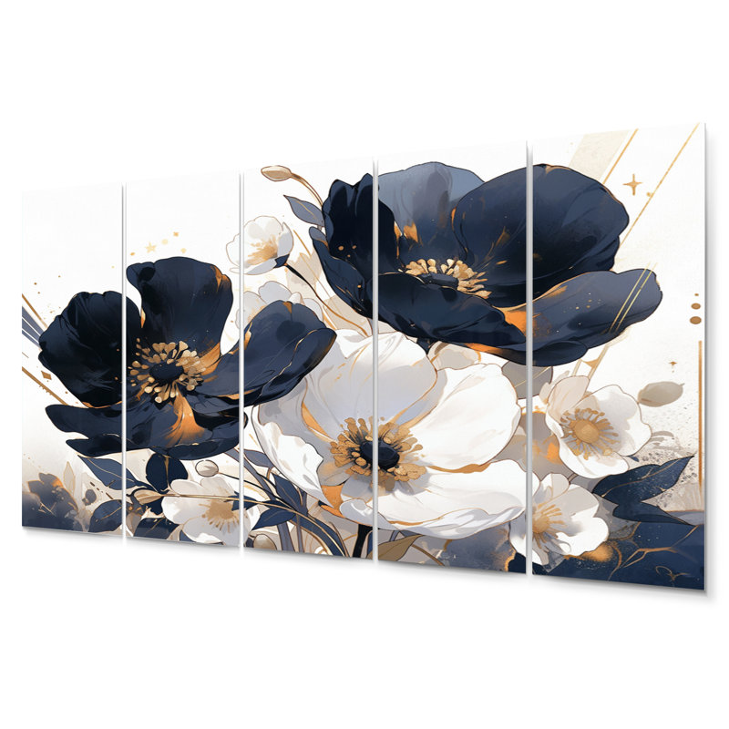 Brilliant Poppies IV - Ensemble de décoration murale floral en métal