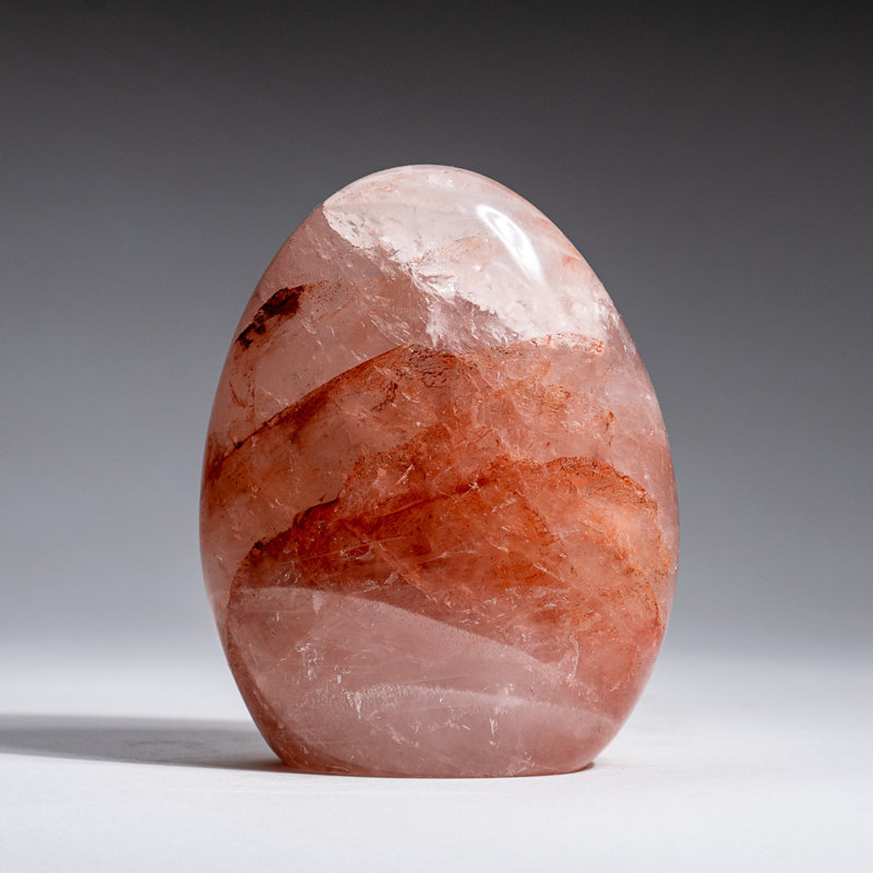 Genuine Polished Strawberry Quartz Flame Freeform, 4" H x 3" W x 1.5" D, Pink